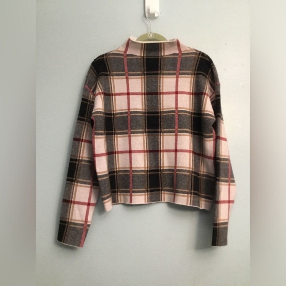 Tahari Checkered Turtleneck Sweater - Pink, Black, Cream - Picture 4 of 14